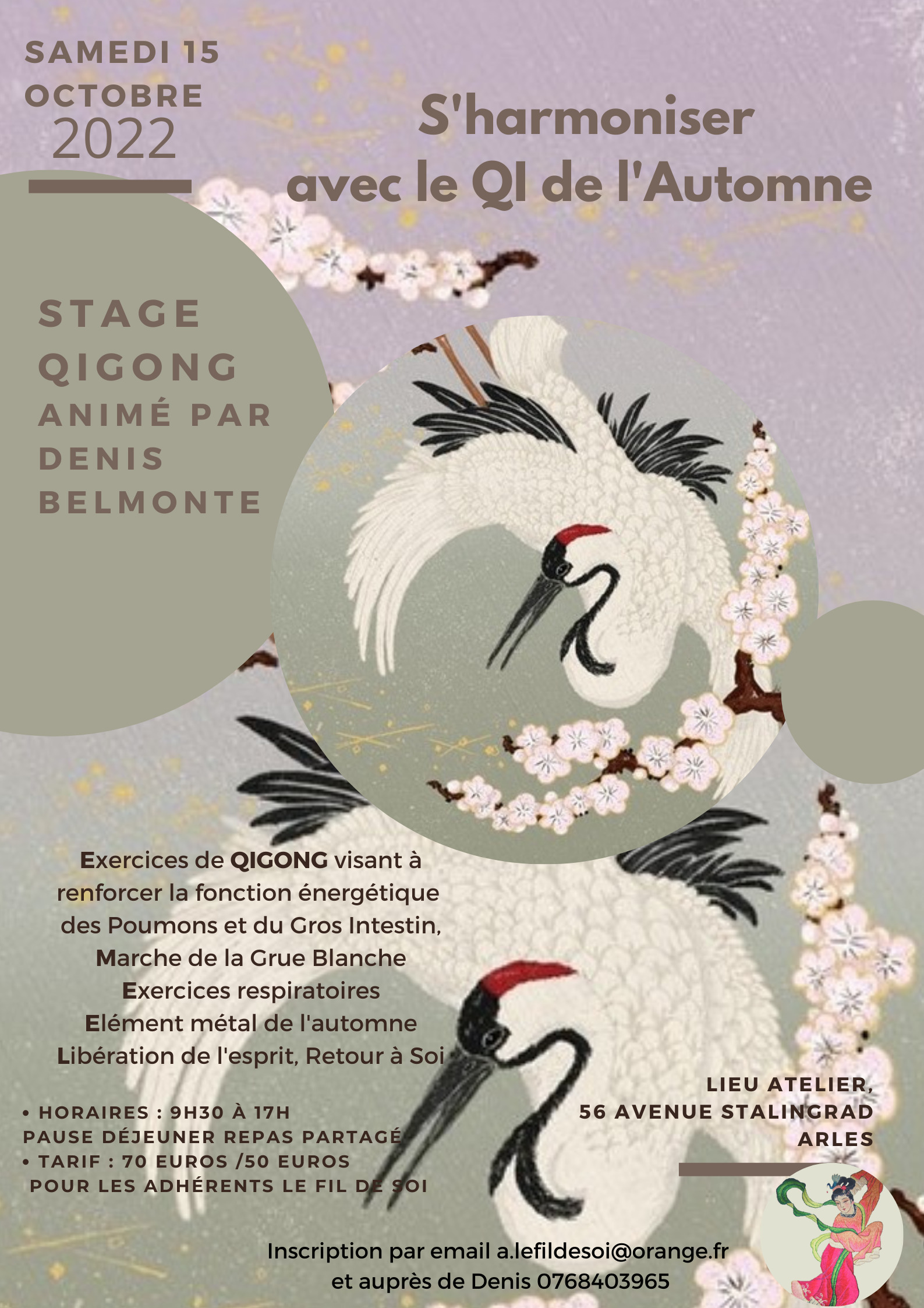 Stage Journée Comment s’harmoniser avec le Qi de l’Automne
Automne et immunité avec la danse de la grue blanche