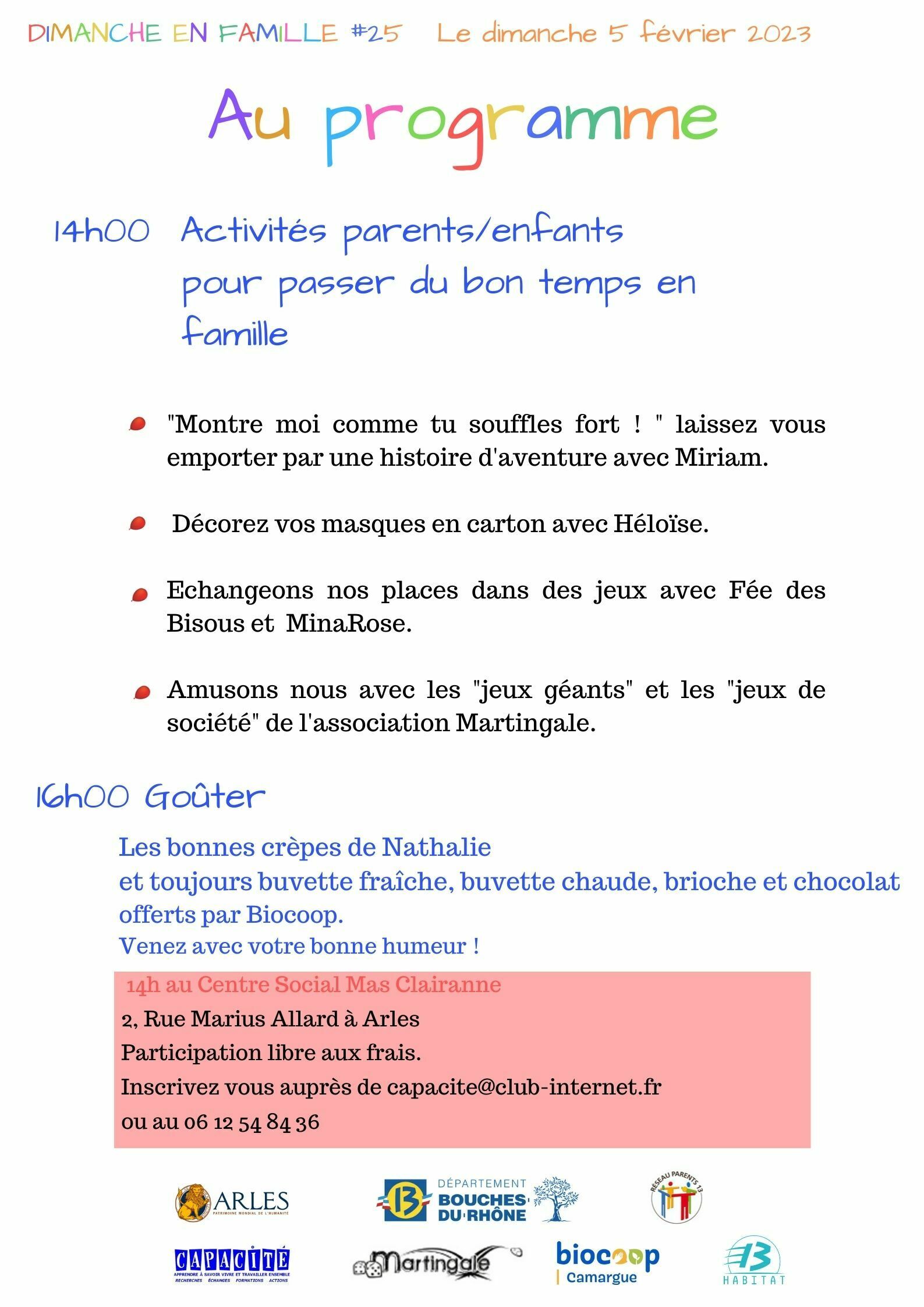 Un programme d'activités parents/enfants, organisé par l'association Capacité, pour jouer, rire, se cultiver et passer du bon temps ensemble..