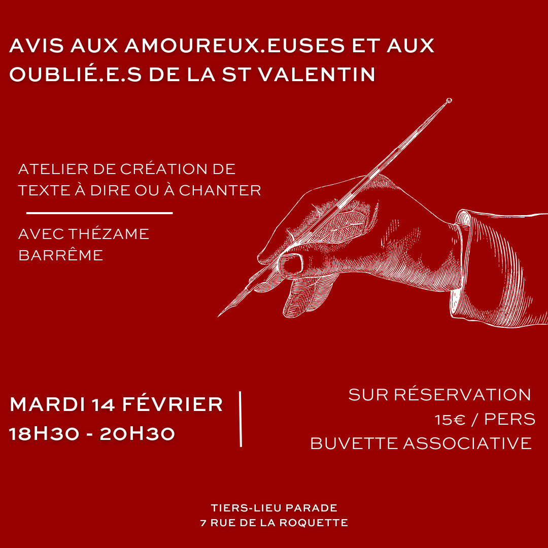Atelier de création de texte à dire ou à chanter
avec Thézame Barrême