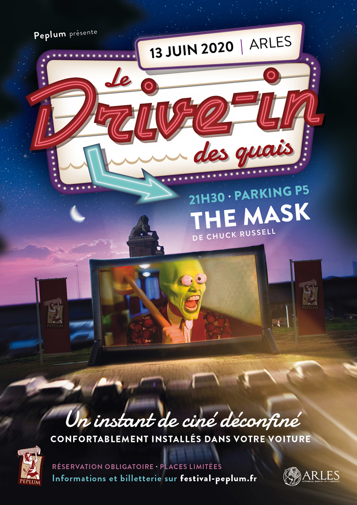 L'association Peplum vous propose une expérience cinéma inédite à Arles ! Rendez-vous pour une soirée en toute sécurité, confortablement installé dans votre voiture...devant le film culte "The Mask" !