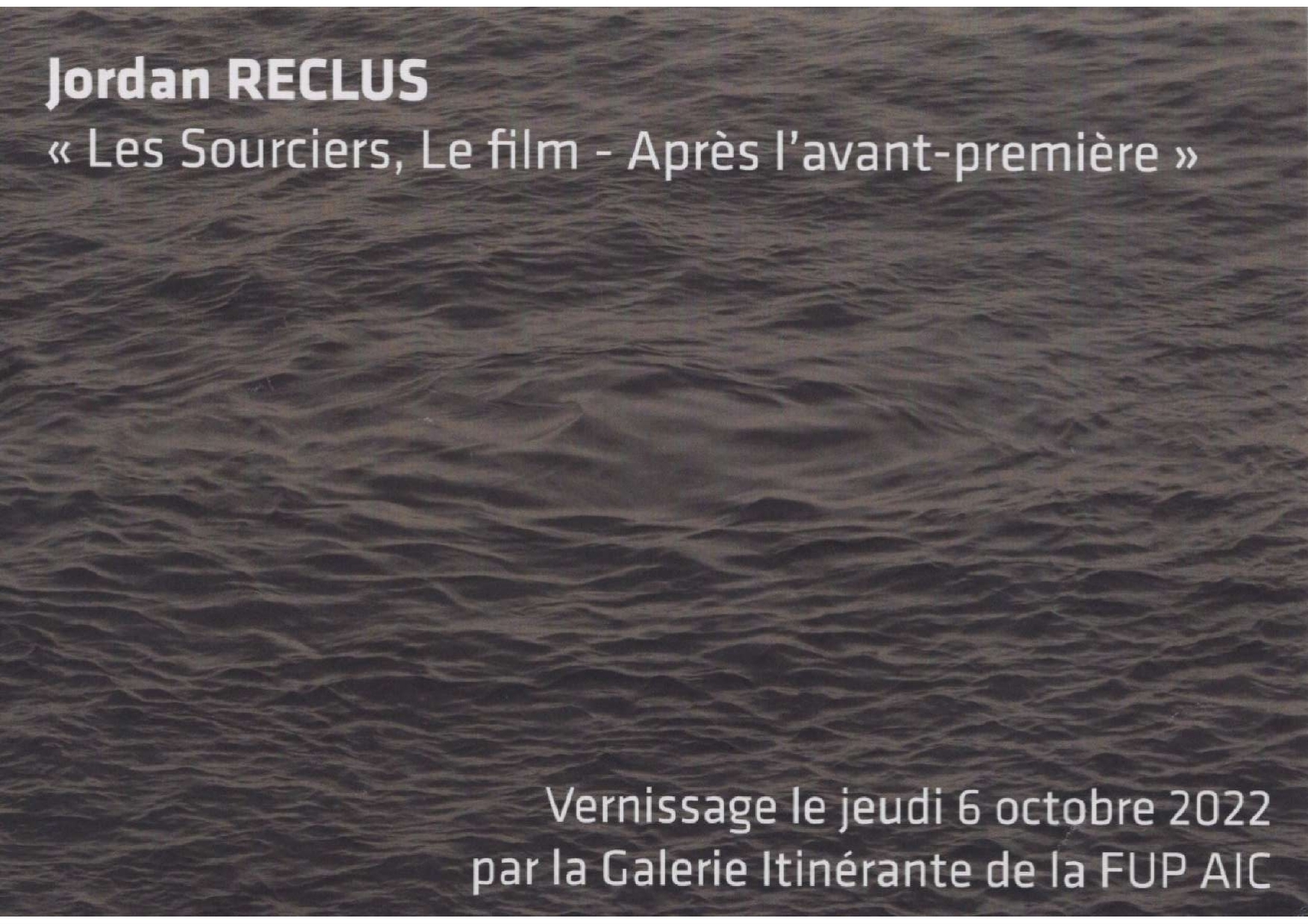 L'exposition scenographique de Jordan Reclus, diplomé en Expression Plastique à l'E.S.A.P. de Monaco, nous emmene dans sa recherche experimentale sur les sources d'eaux, entre fiction et realité.