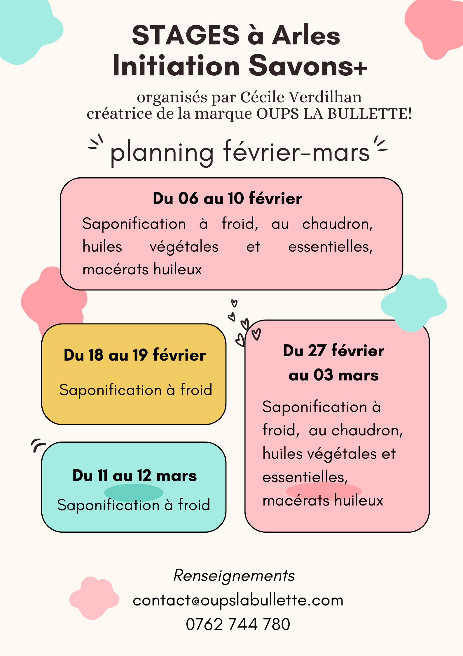 Retrouvez le planning des stages de groupe organisés en février et mars 2023 à Arles